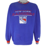 Starter - New York Rangers Embroidered Sweatshirt 1990s Large Vintage Retro Hockey 