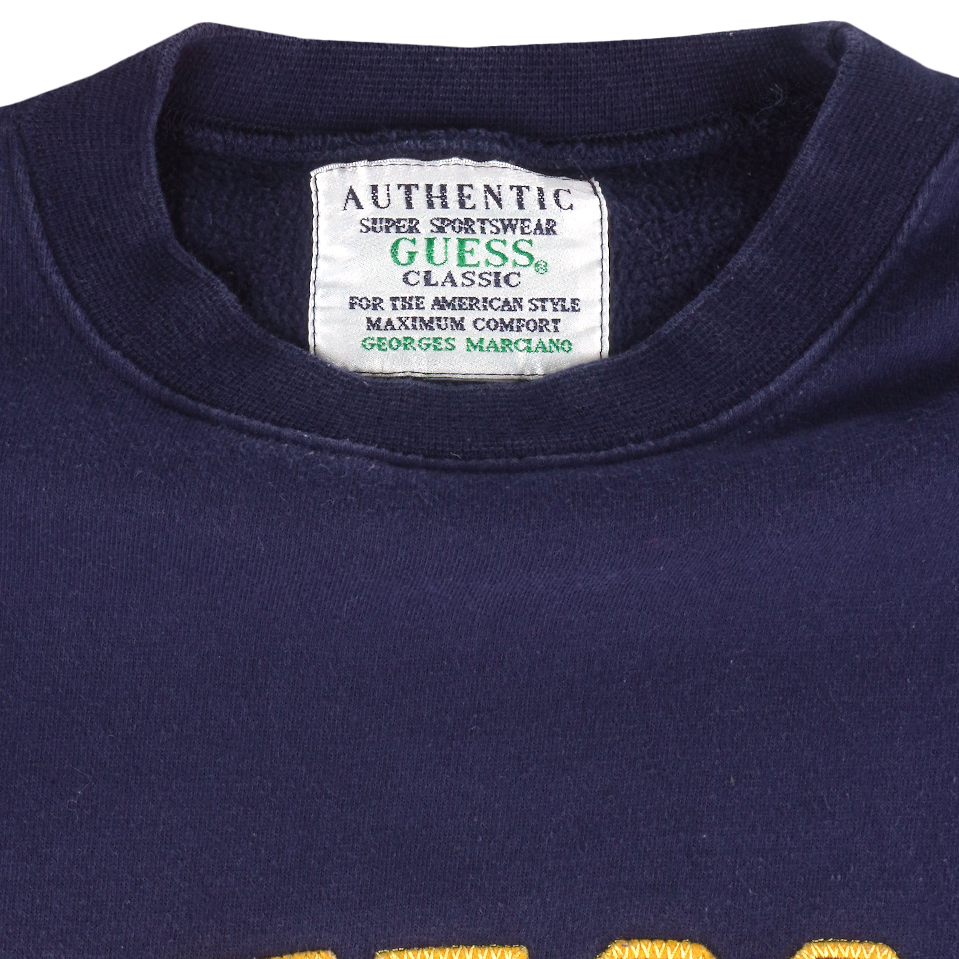 Guess - Blue Embroidered Crew Neck Sweatshirt 1990s Large Vintage Retro
