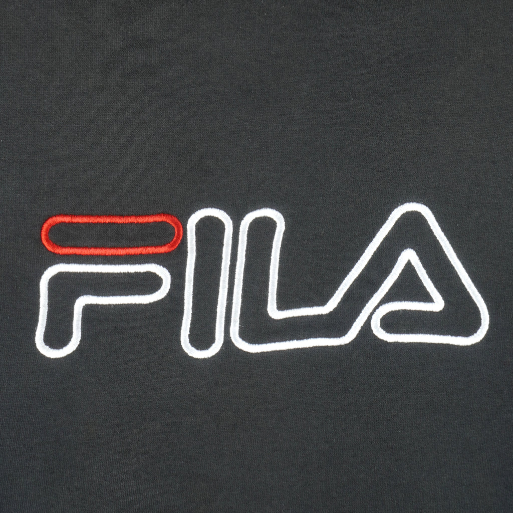 FILA - Black Embroidered Crew Neck Sweatshirt X-Large Vintage Retro