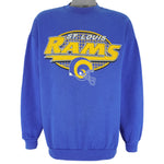 NFL (Logo 7) - St. Louis Rams Embroidered Crew Neck Sweatshirt 1990s X-Large
