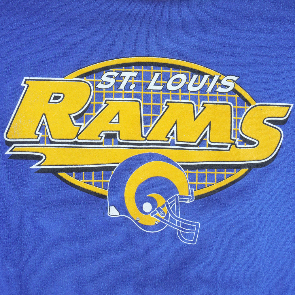 NFL (Logo 7) - St. Louis Rams Embroidered Crew Neck Sweatshirt 1990s X-Large Vintage Retro Football