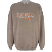 NFL (Cadre Athletic) - Cleveland Browns Embroidered Spell-Out Crew Neck Sweatshirt 1990s X-Large Vintage Football