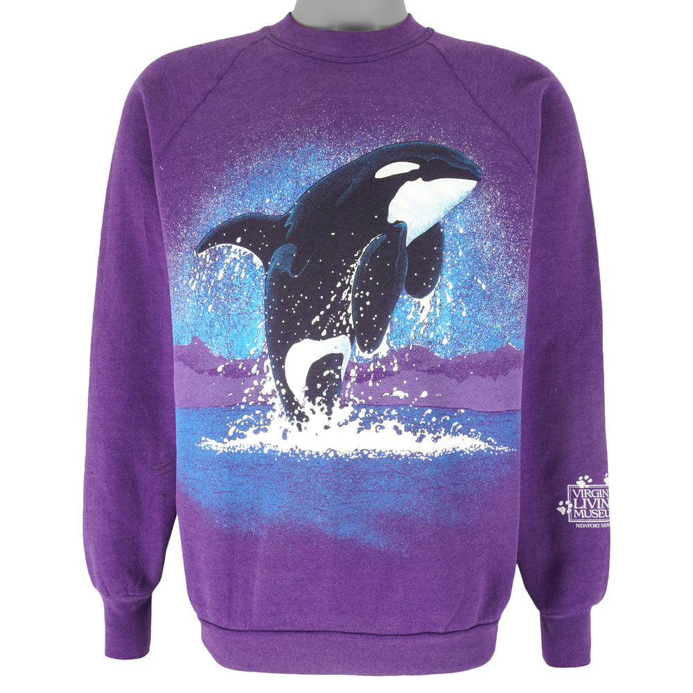 Vintage - Dolphin Livin Museum Crew Neck Sweatshirt 1990s Large Vintage Retro
