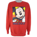 Disney - Red Mickey Mouse Crew Neck Sweatshirt 1990s XX-Large
