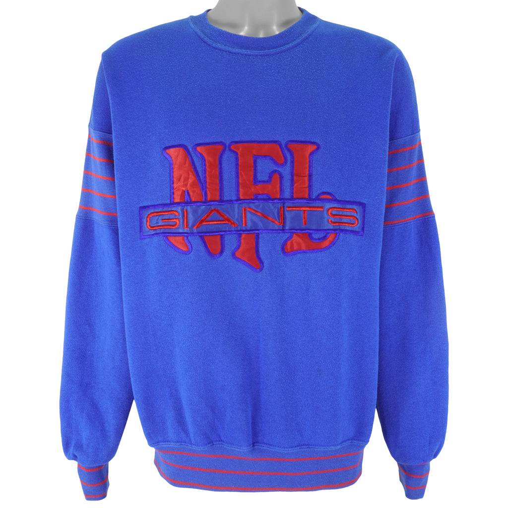 NFL - Blue New York Giants Embroidered Crew Neck Sweatshirt 1990s X-Large Vintage Retro Football