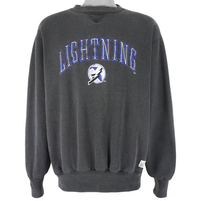 NHL (Logo 7) - Tampa Bay Lightning Embroidered Crew Neck Sweatshirt 1990s Large