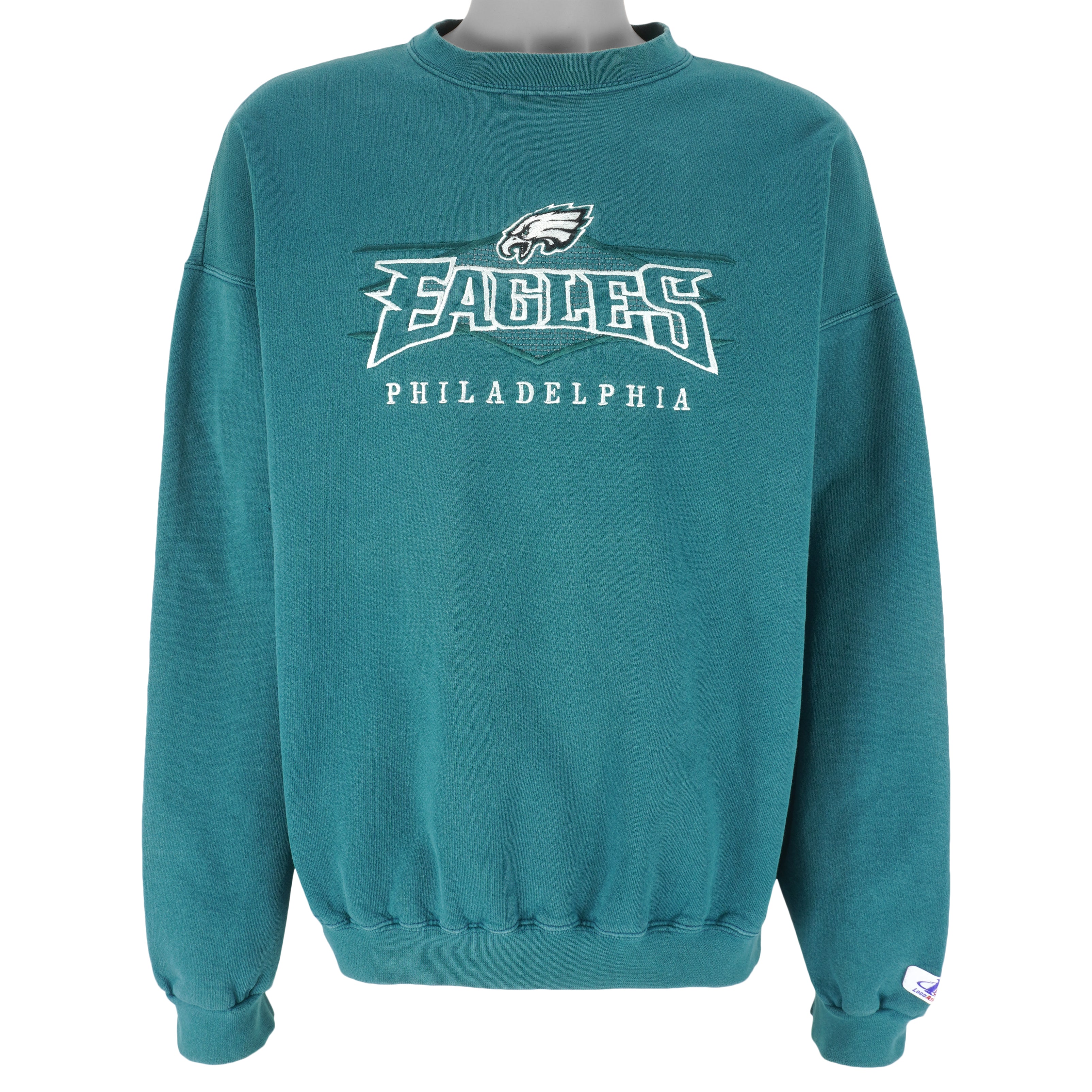NFL (Logo Athletic) - Philadelphia Eagles Spell-Out Crew Neck Sweatshirt 1990s X-Large Vintage Football