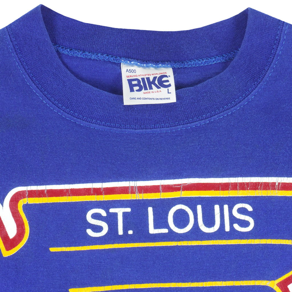 NHL (Bike) - St. Louis Blues Big Logo Single Stitch T-Shirt 1996 Large Vintage Retro Hockey