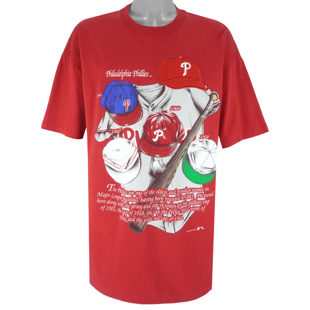 MLB (Nutmeg) - Philadelphia Phillies Embroidered T-Shirt 1990s X-Large Vintage Retro Baseball