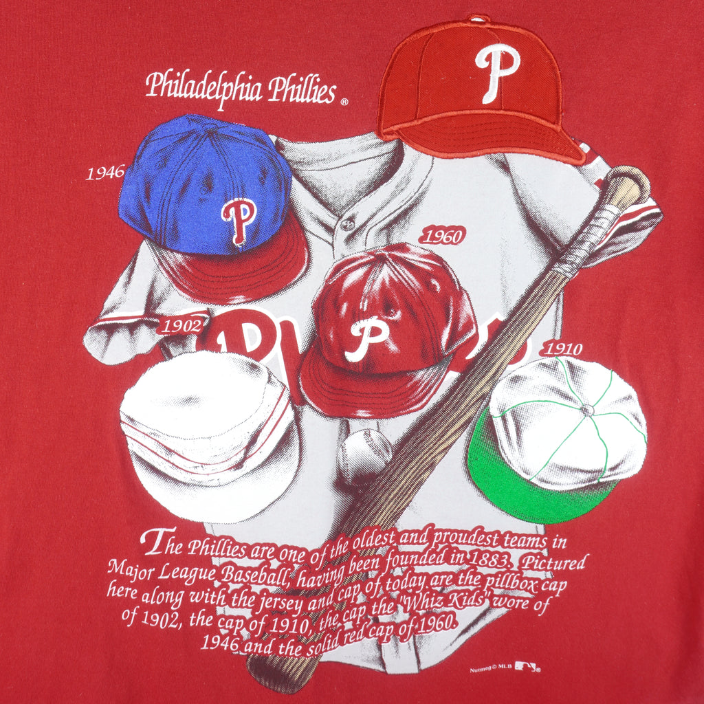 MLB (Nutmeg) - Philadelphia Phillies Embroidered T-Shirt 1990s X-Large Vintage Retro Baseball
