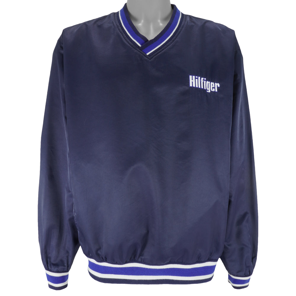 Tommy Hilfiger - Blue Embroidered Pullover Windbreaker 1990s Large Vintage Retro