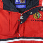 Starter - Chicago Blackhawks 1/4 Zip & Button Pullover Jacket 1990s X-Large Vintage Retro Hockey