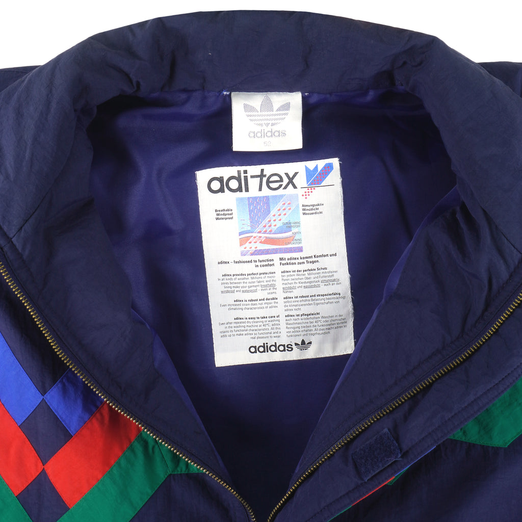 Adidas - Blue Aditex Zip-Up Embroidered Jacket 1990s X-Large Vintage Retro