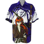 Vintage (Silver Point) - Samurai Anime AOP Hawaii T-Shirt 1990s Large Vintage Retro