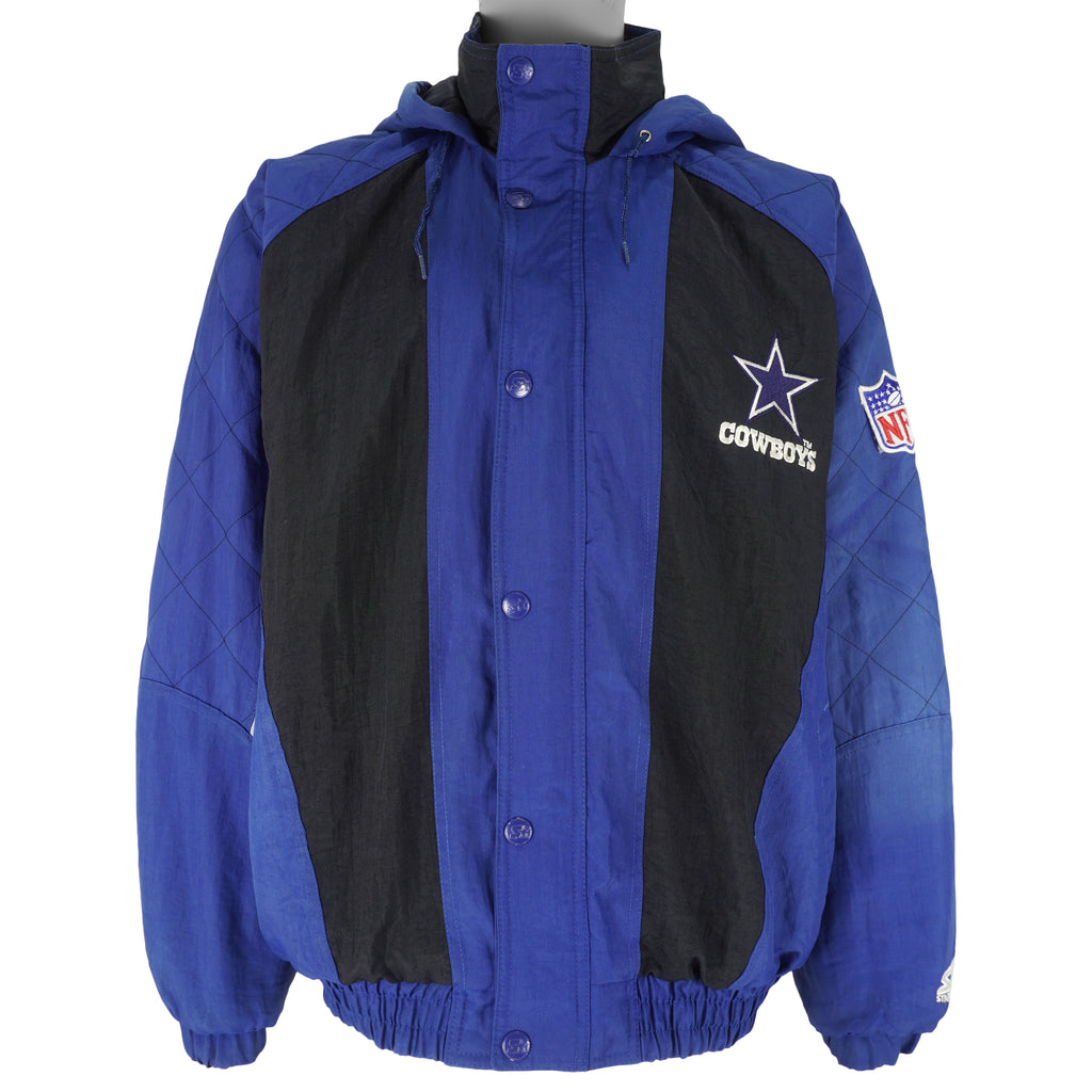 Starter - Dallas Cowboys Button-Up Hooded Jacket 1990s Medium Vintage Retro Football