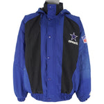 Starter (Pro Line) - Dallas Cowboys Button-Up Hooded Puffer Jacket 1990s Medium