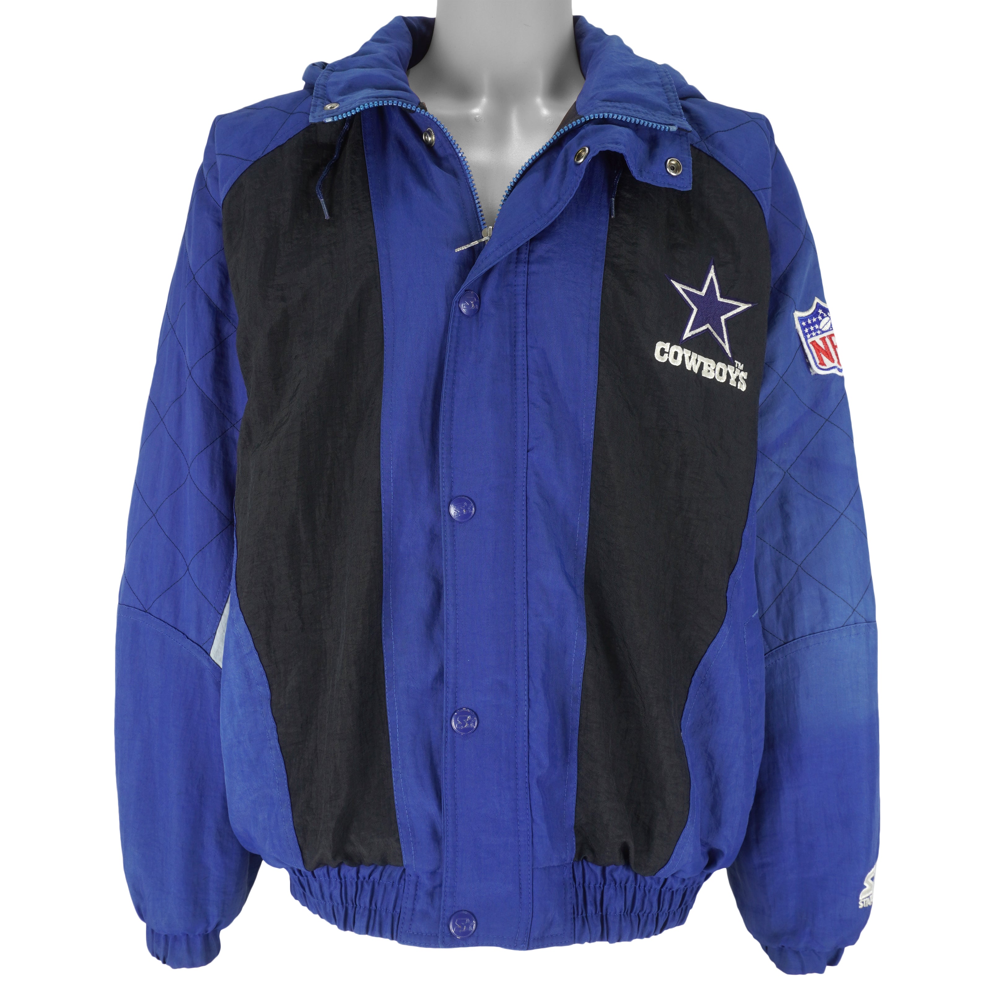 Starter - Dallas Cowboys Button-Up Hooded Jacket 1990s Medium Vintage Retro Football
