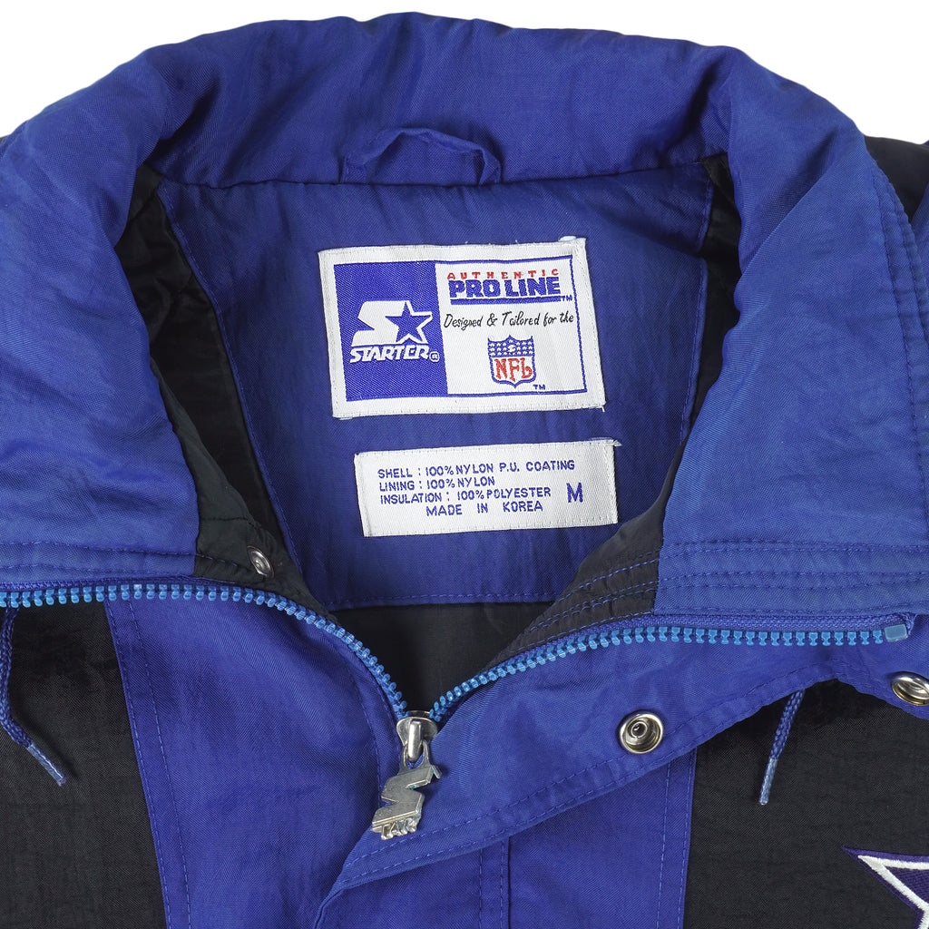 Starter - Dallas Cowboys Button-Up Hooded Jacket 1990s Medium Vintage Retro Football