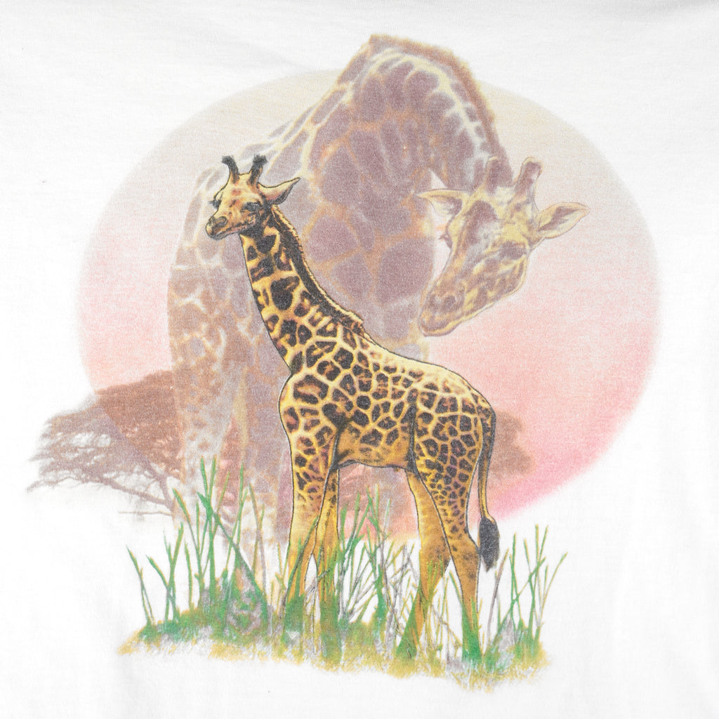 Vintage (Turner) - Safari Giraffe Animal Printed T-Shirt 1990s Large Vintage Retro