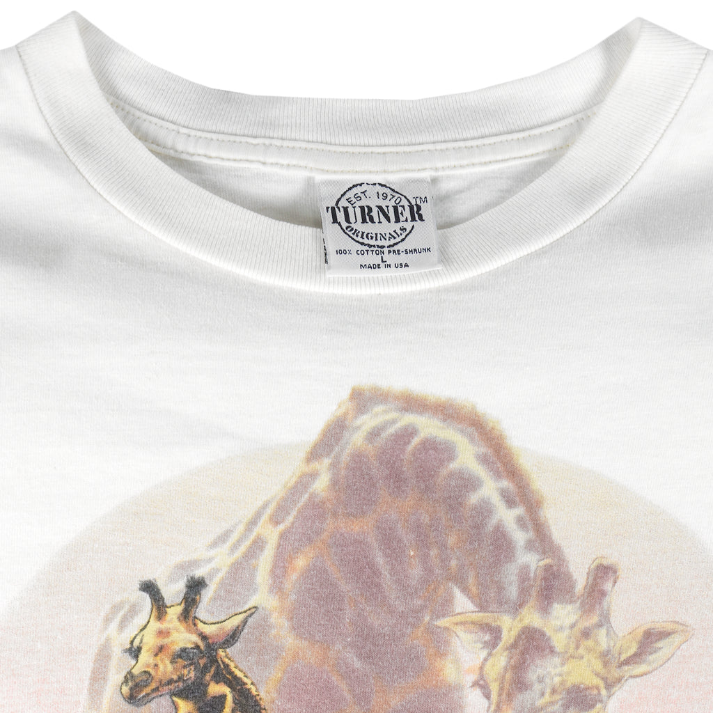 Vintage (Turner) - Safari Giraffe Animal Printed T-Shirt 1990s Large Vintage Retro