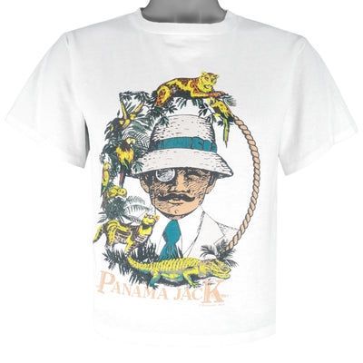 Vintage - White Panama Jack Single Stitch T-Shirt 1990s Medium Lady