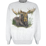 Vintage (Jerzees) - Woodland Moose Canada Crew Neck Sweatshirt 1990s Large