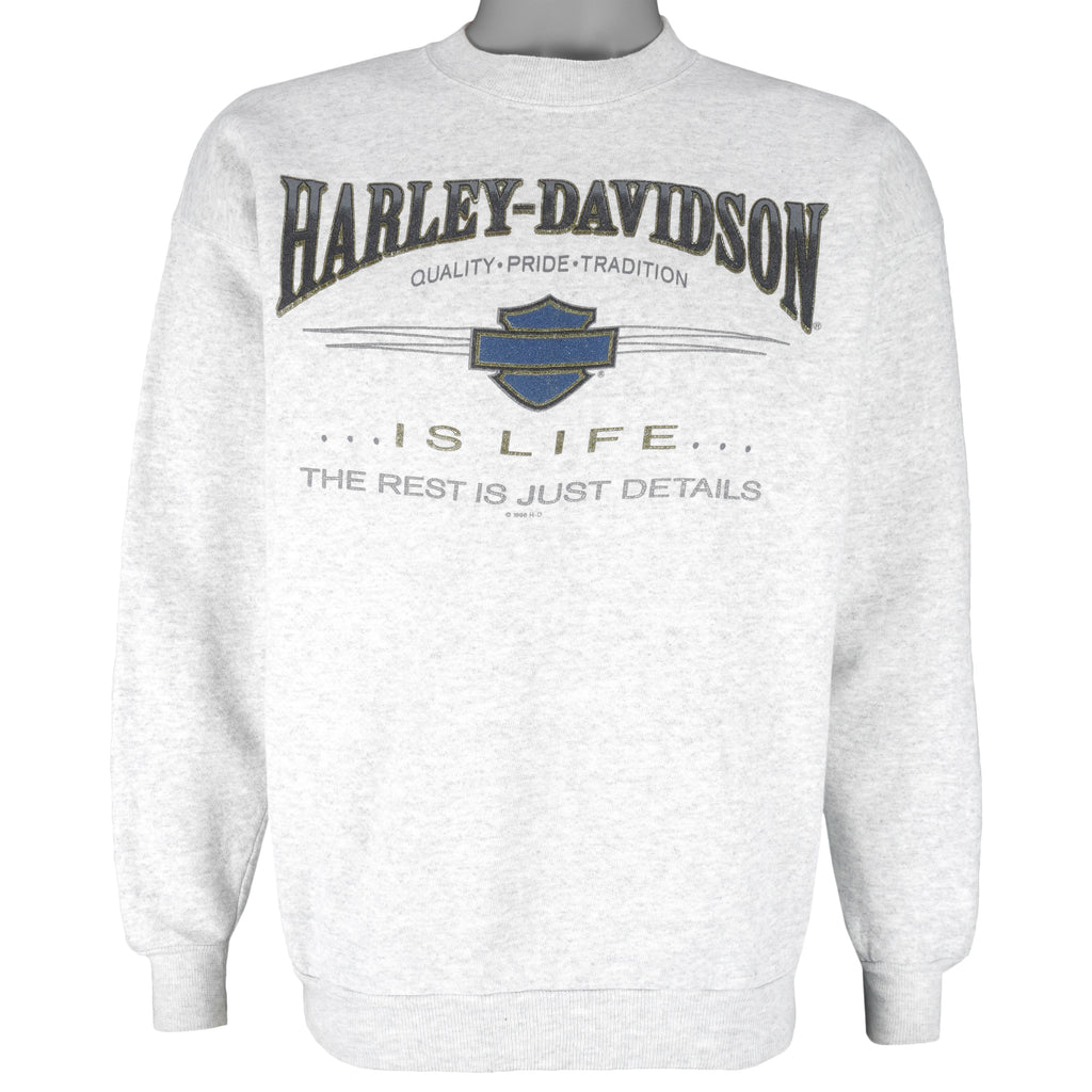 Harley Davidson - The Rest Is Just Details Crew Neck Sweatshirt 1996 Large Vintage Retro