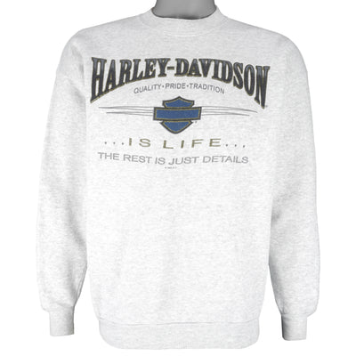 Harley Davidson - Is Life The Rest Is Just Details Crew Neck Sweatshirt 1996 Large