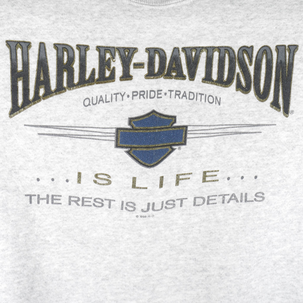 Harley Davidson - The Rest Is Just Details Crew Neck Sweatshirt 1996 Large Vintage Retro