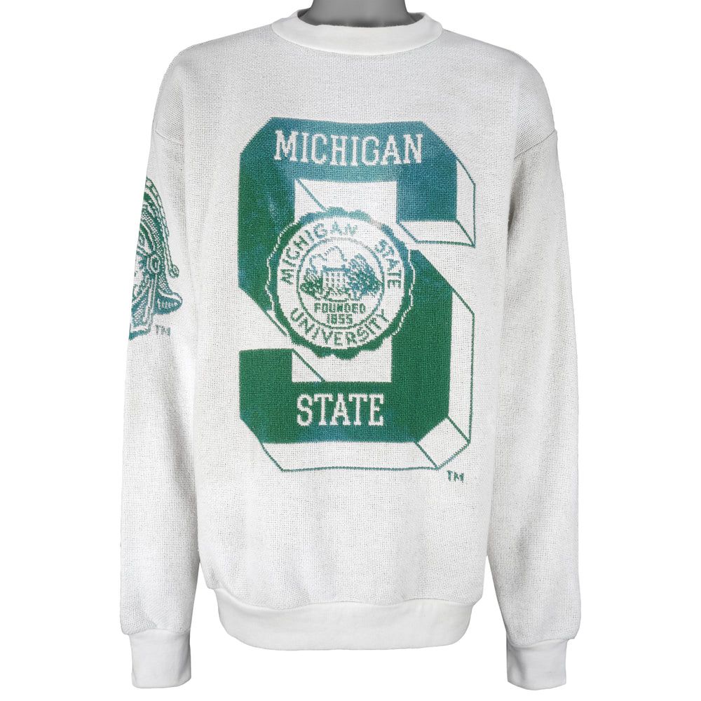NCAA (Riddle) - Michigan State Spartans Crew Neck Sweatshirt 1990s XX-Large Vintage Retro Football College