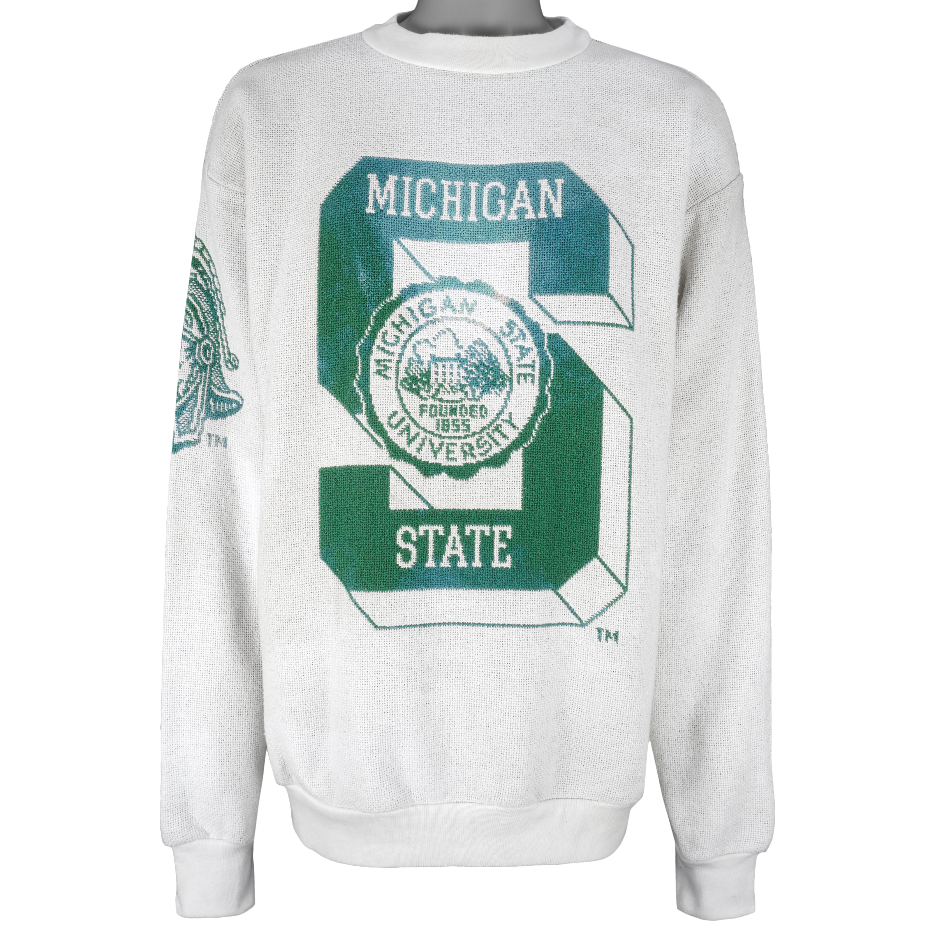 NCAA (Riddle) - Michigan State Spartans Crew Neck Sweatshirt 1990s XX-Large Vintage Retro Football College