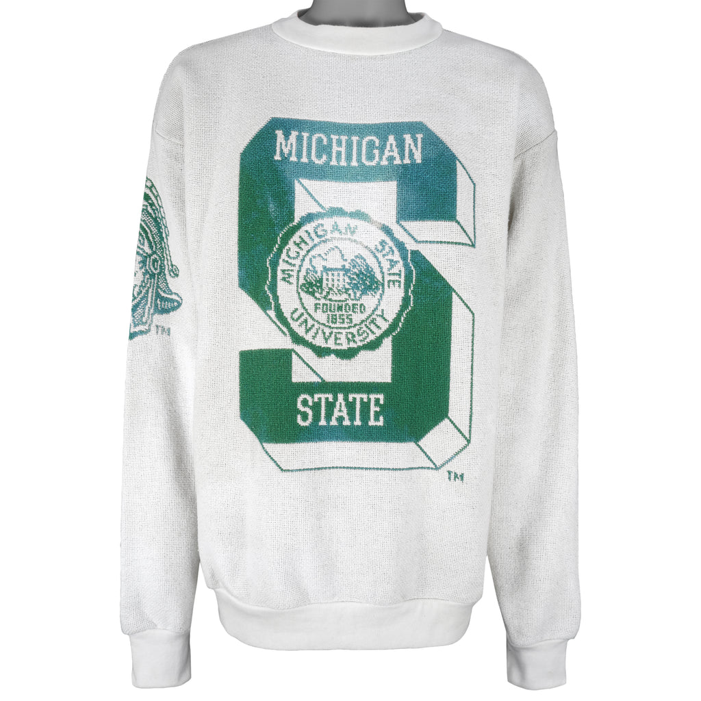 NCAA (Riddle) - Michigan State Spartans Crew Neck Sweatshirt 1990s XX-Large Vintage Retro Football College