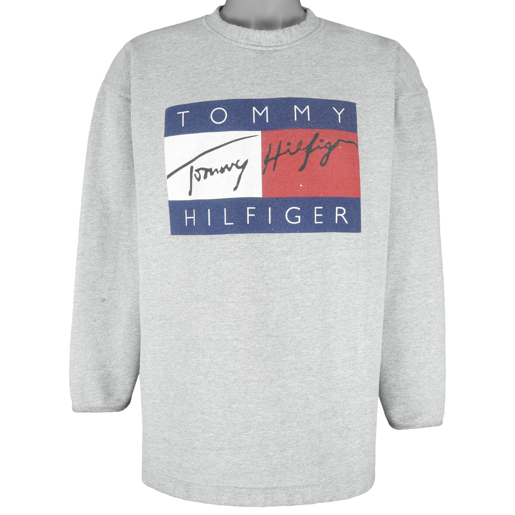 Tommy Hilfiger - Flag Big Logo Crew Neck Sweatshirt 1990s X-Large Vintage Retro