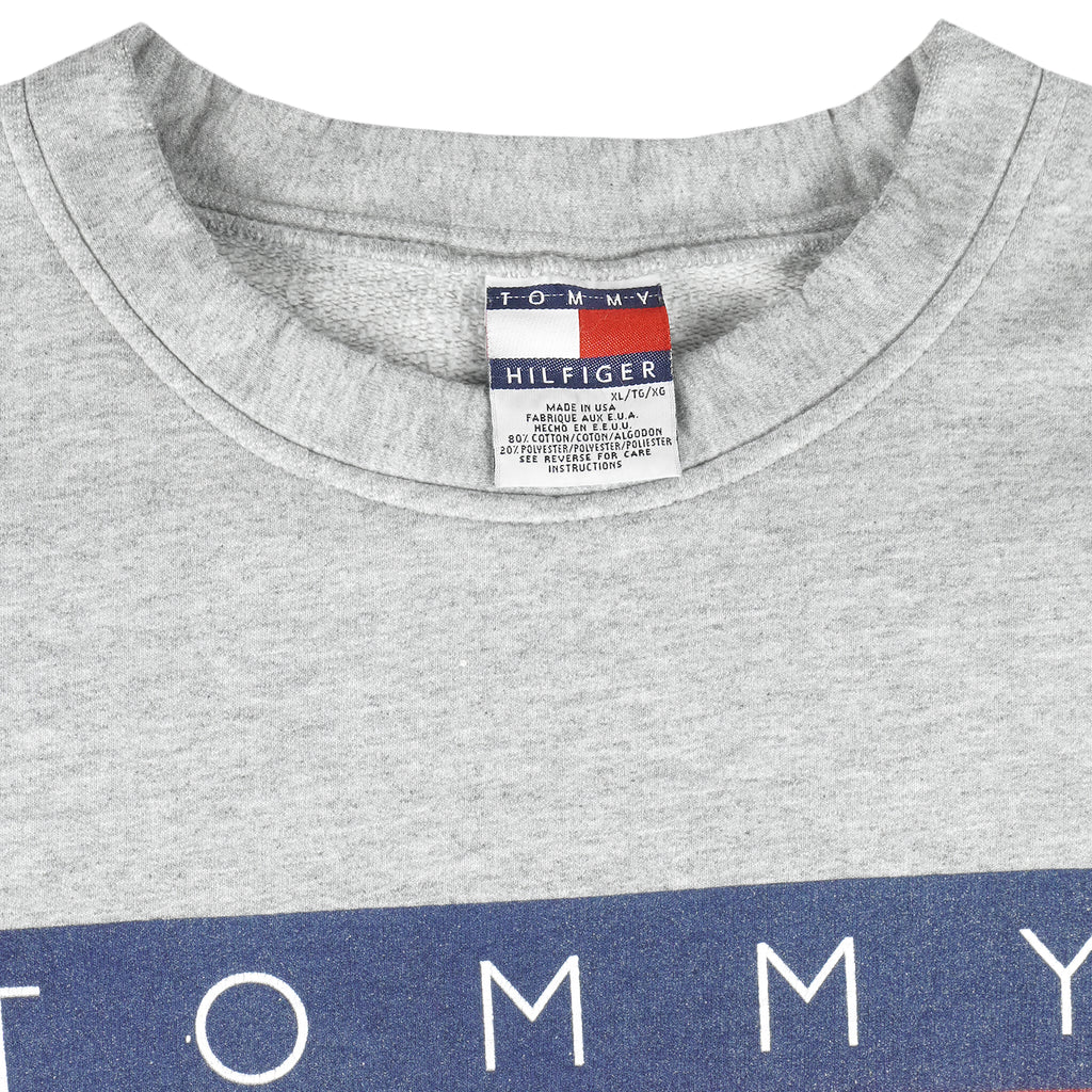 Tommy Hilfiger - Flag Big Logo Crew Neck Sweatshirt 1990s X-Large Vintage Retro