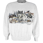 Vintage (QG) - Grey Canada Wildlife Crew Neck Sweatshirt 1990s Medium Vintage Retro