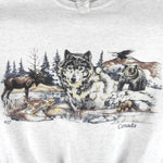 Vintage (QG) - Grey Canada Wildlife Crew Neck Sweatshirt 1990s Medium Vintage Retro
