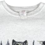 Vintage (QG) - Grey Canada Wildlife Crew Neck Sweatshirt 1990s Medium Vintage Retro