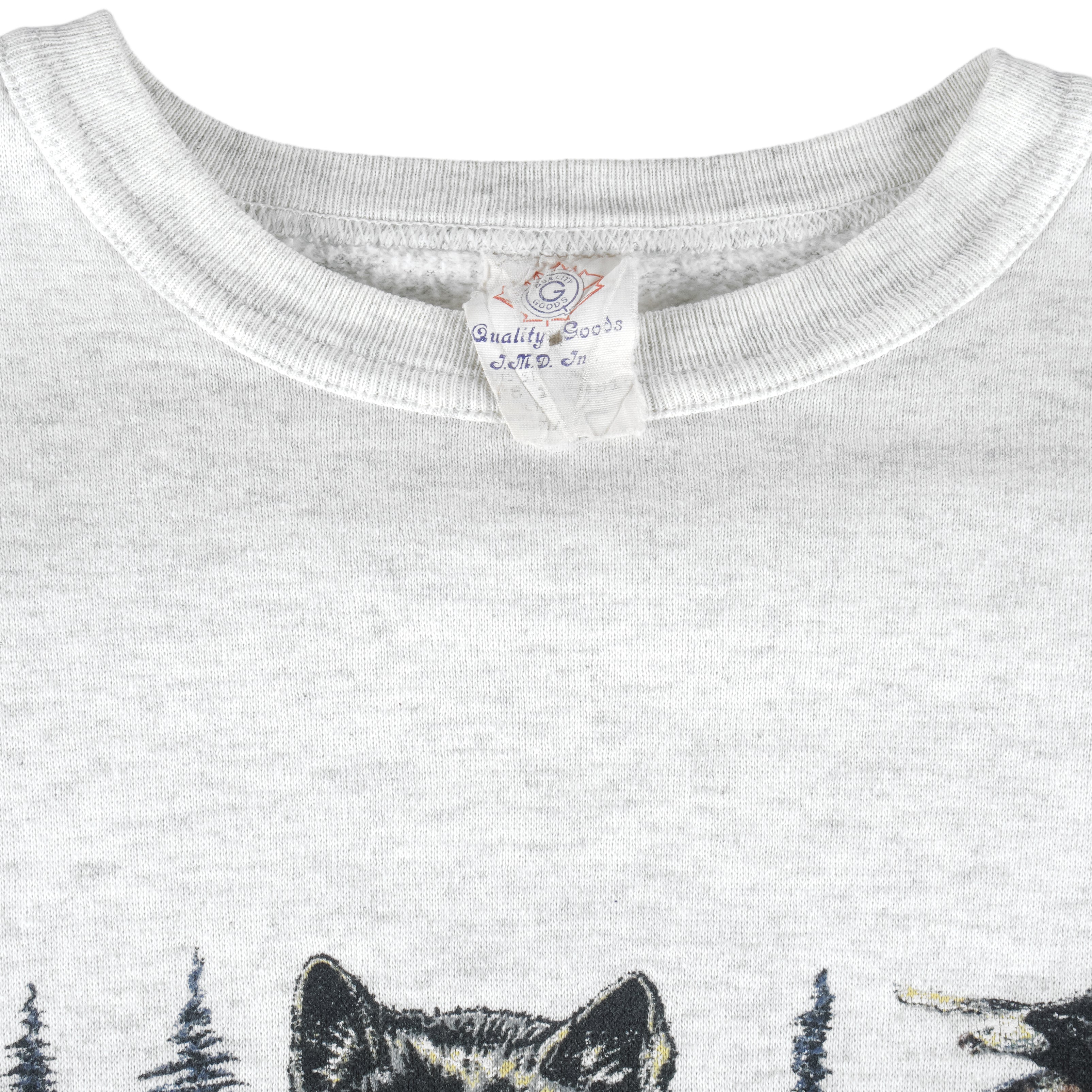 Vintage (QG) - Grey Canada Wildlife Crew Neck Sweatshirt 1990s Medium Vintage Retro