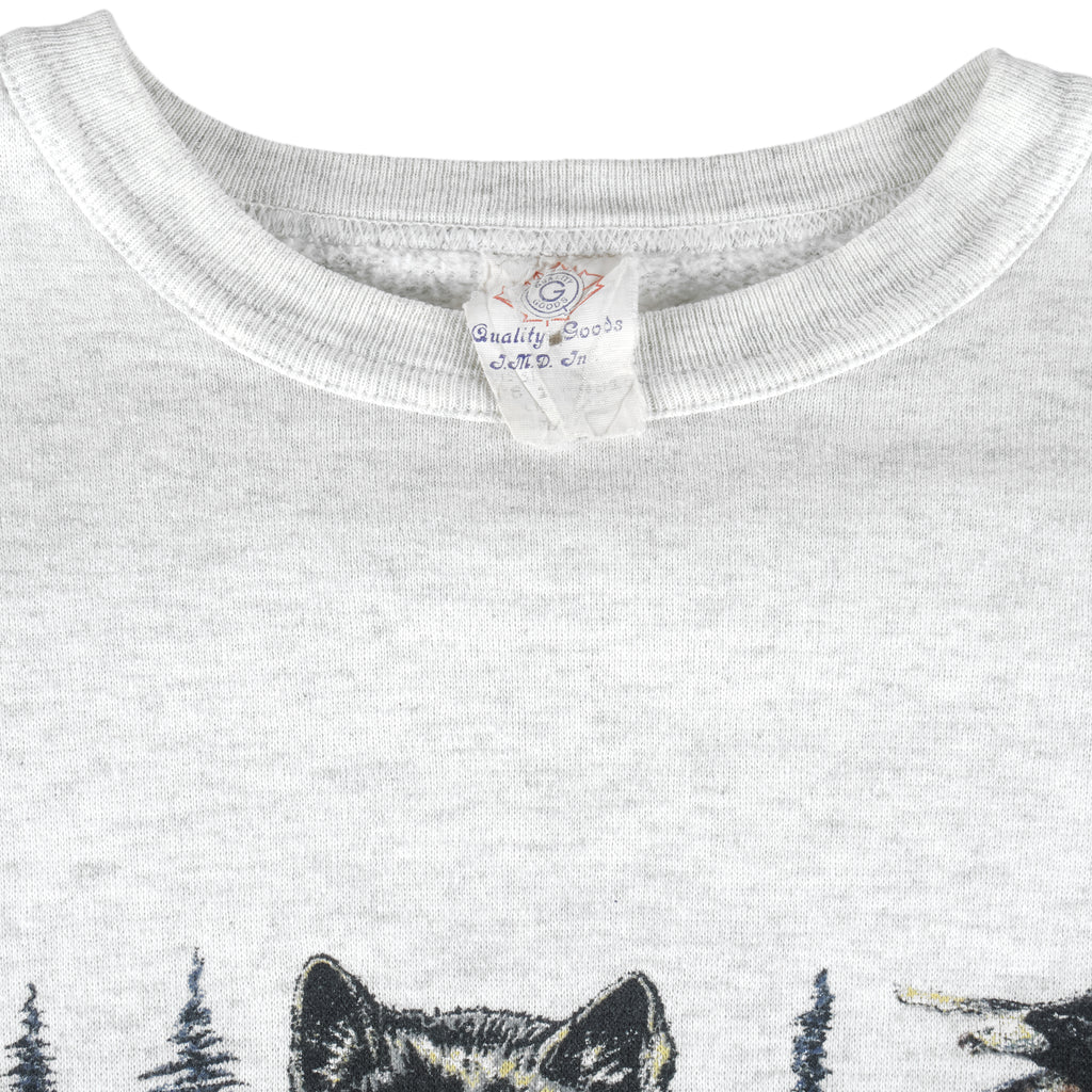 Vintage (QG) - Grey Canada Wildlife Crew Neck Sweatshirt 1990s Medium Vintage Retro