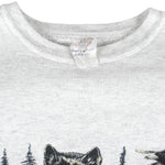 Vintage (QG) - Grey Canada Wildlife Crew Neck Sweatshirt 1990s Medium Vintage Retro