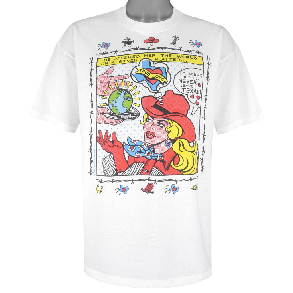Vintage (Hanes) - I'm Sorry But I'll Never Leave Texas Single Stitch T-Shirt 1990s X-Large Vintage Retro