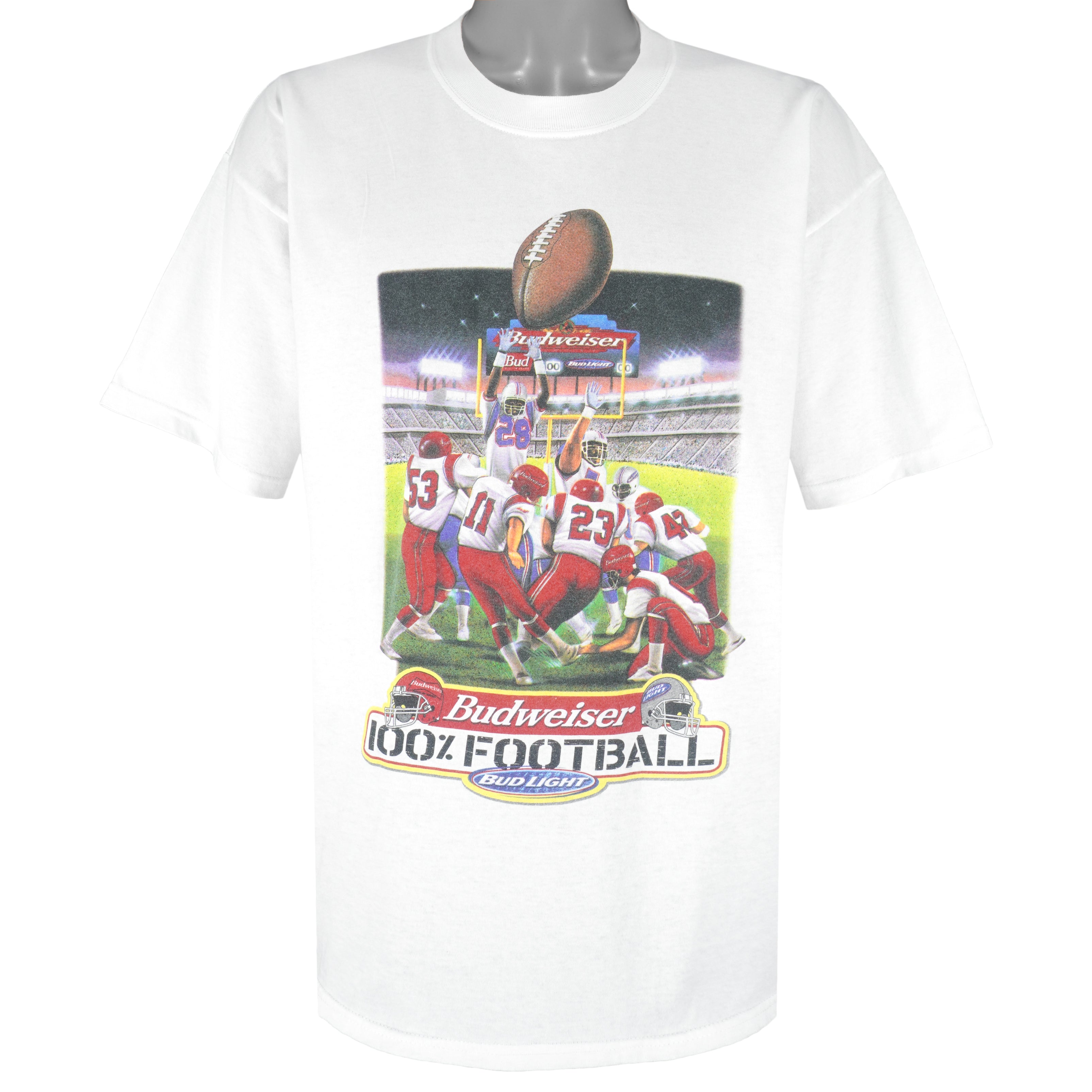 Budweiser - 100% Football Single Stitch T-Shirt 1995 X-Large Vintage Retro Football