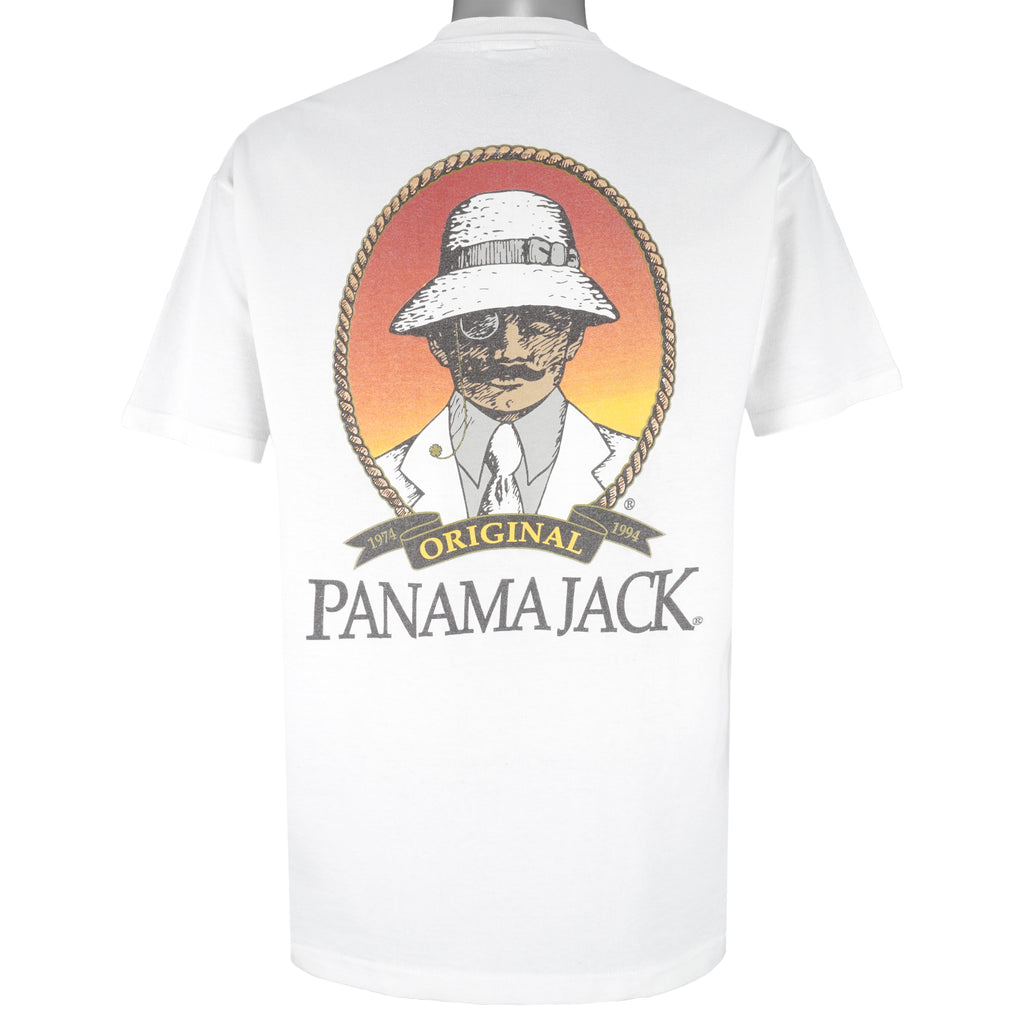 Vintage - White Panama Jack Single Stitch T-Shirt 1990s Large Vintage Retro