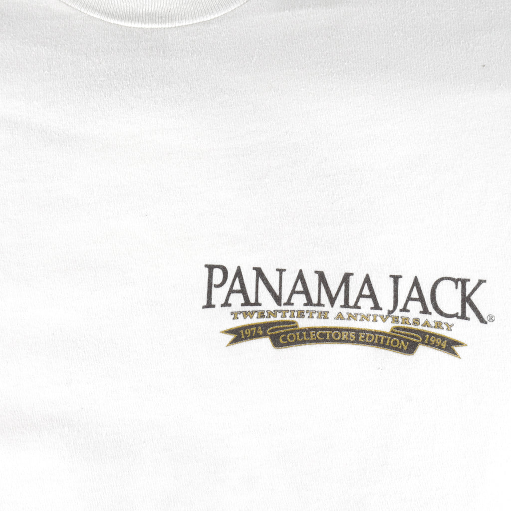 Vintage - White Panama Jack Single Stitch T-Shirt 1990s Large Vintage Retro