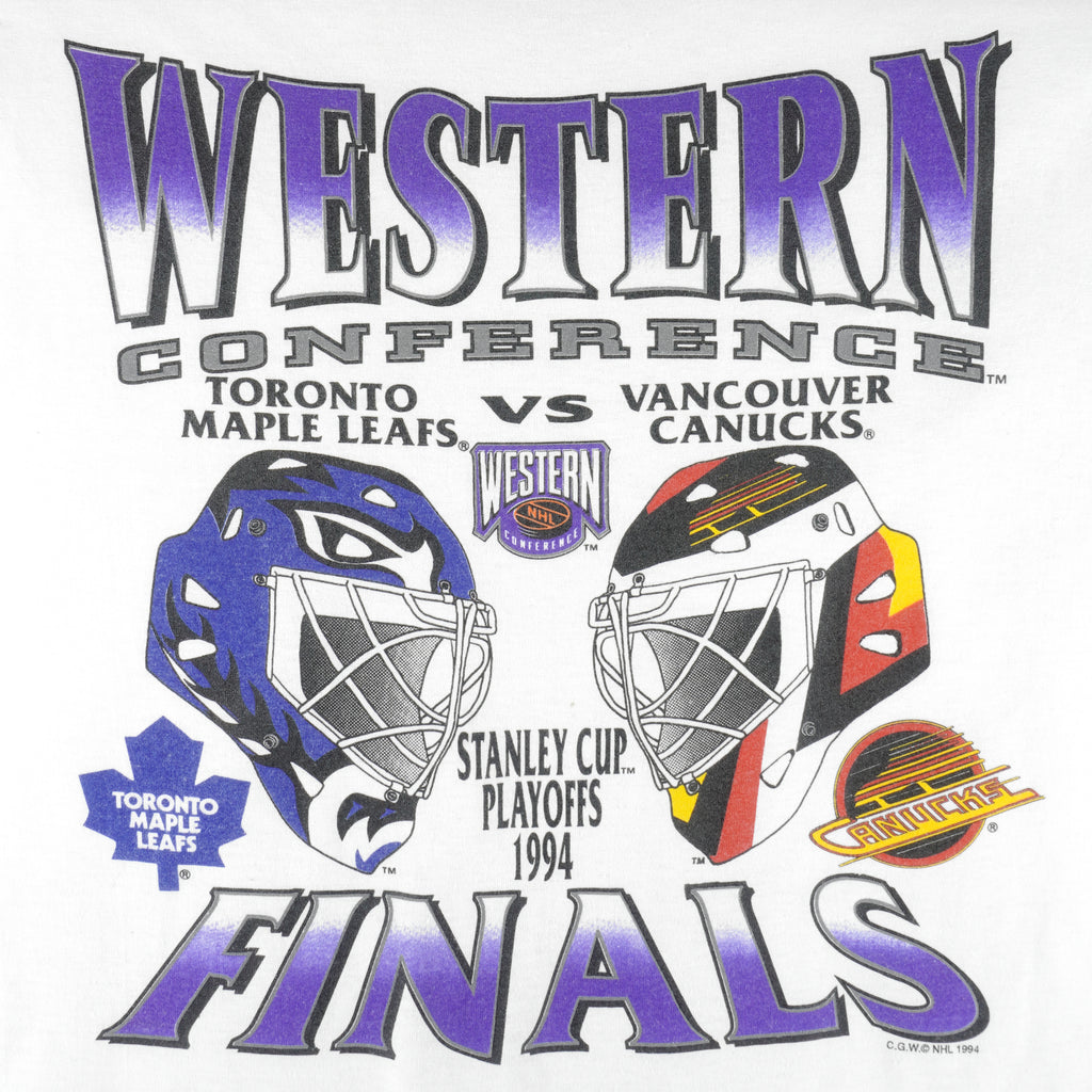 NHL (My Favorite Team) - Toronto Maple Leafs VS Vancouver Canucks Playoff T-Shirt 1994 Large Vintage Retro Hockey