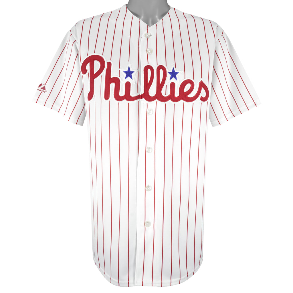 MLB (Russell Athletic) - Philadelphia Phillies Pinstripe Jersey 1990s X-Large Vintage Retro Baseball