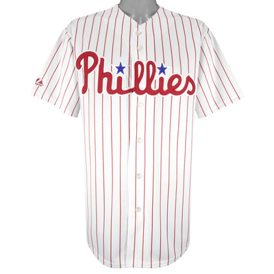 MLB (Majestic) - Philadelphia Phillies Chase Utley 26 Pinstripe Jersey 1990s X-Large
