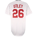 MLB (Russell Athletic) - Philadelphia Phillies Pinstripe Jersey 1990s X-Large Vintage Retro Baseball