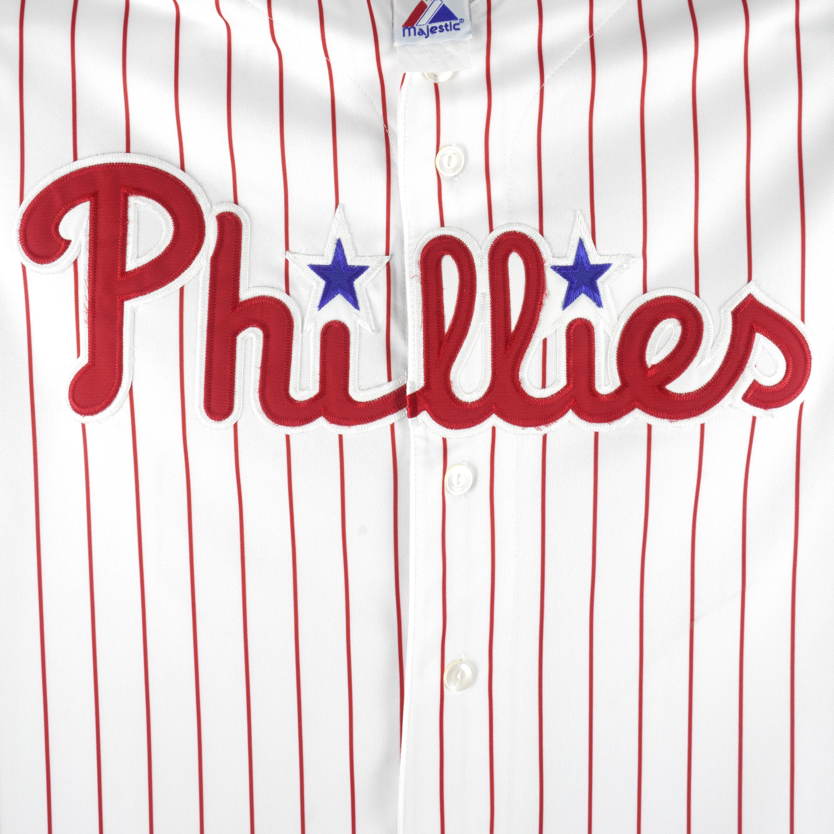 MLB (Russell Athletic) - Philadelphia Phillies Pinstripe Jersey 1990s X-Large Vintage Retro Baseball
