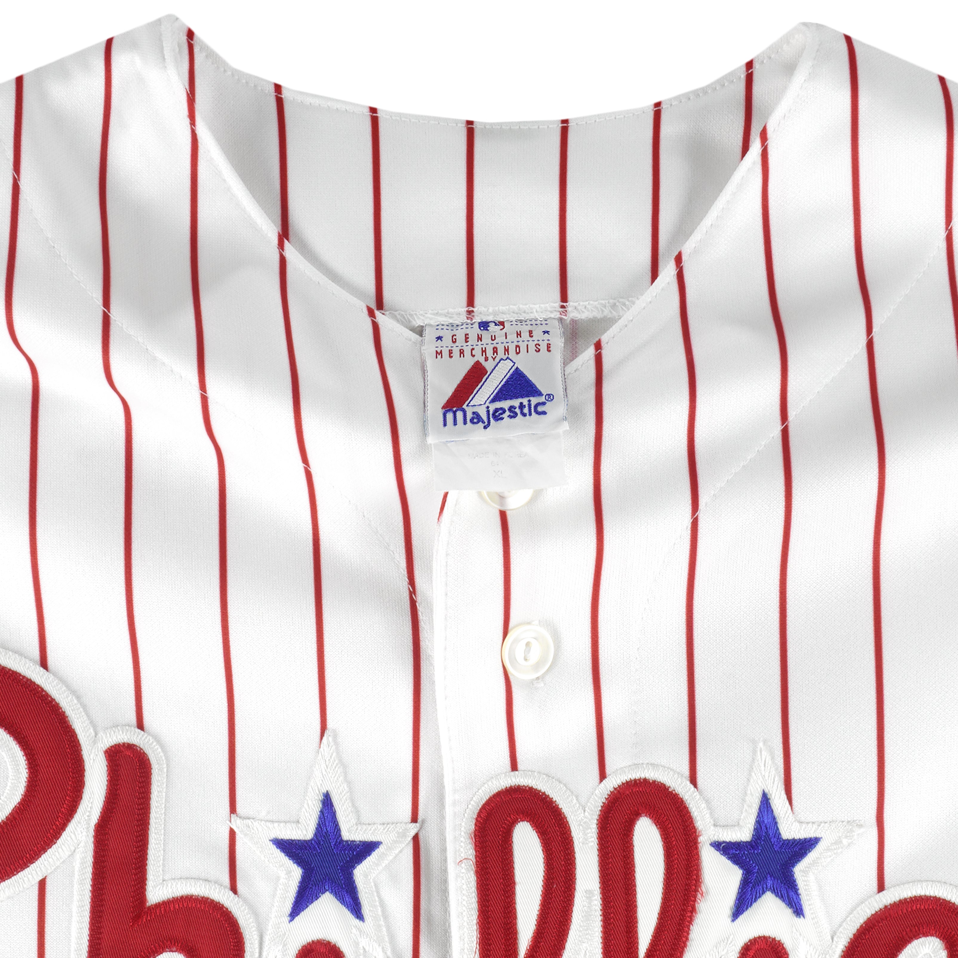 MLB (Russell Athletic) - Philadelphia Phillies Pinstripe Jersey 1990s X-Large Vintage Retro Baseball